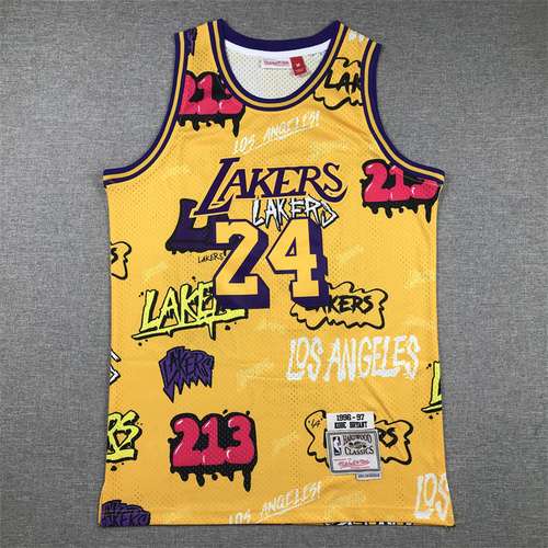 Lakers No 24 Kobe Bryant Graffiti Versione Gialla