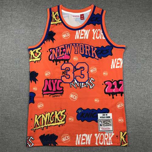 Knicks No 33 Ewing Graffiti Versione Rossa