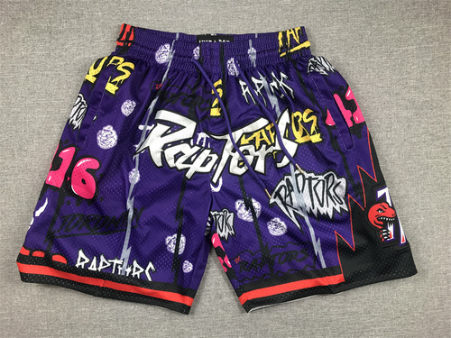 Raptors Pocket Pants Zipper Graffiti Purple