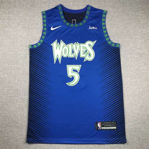 Timberwolves No 5 Edwards Blue City Edition per la 22a stagione