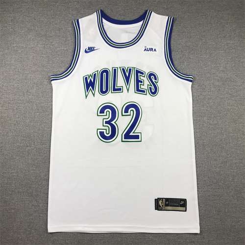 Timberwolves No 32 Downs Classico Bianco