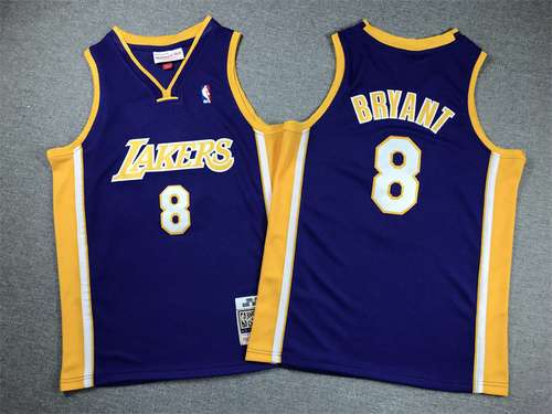 Abbigliamento per bambini Lakers No 8 Kobe Bryant viola Vneck