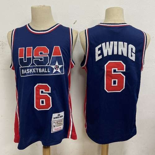 Replica del Dream Team dei Giochi Olimpici degli Stati Uniti del 1992 n. 6 Ewing Blue