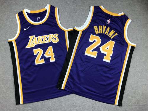 Abbigliamento per bambini Lakers No 24 Kobe Bryant Viola Girocollo