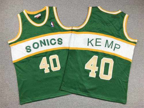 Abbigliamento per bambini SuperSonics No 40 Shawn Kemp Etichetta retrò strisce bianche orizzontali v