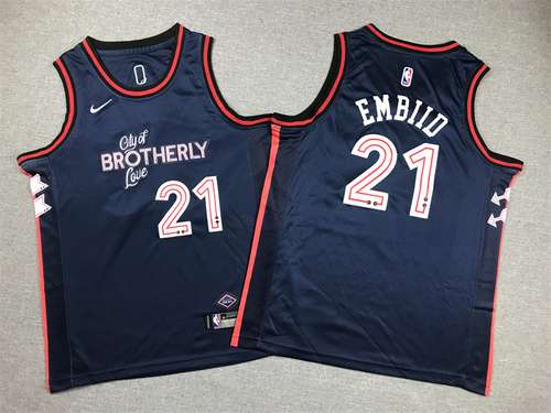 Abbigliamento per bambini 24 Stili 76ers No 21 Embiid City Edition Nero