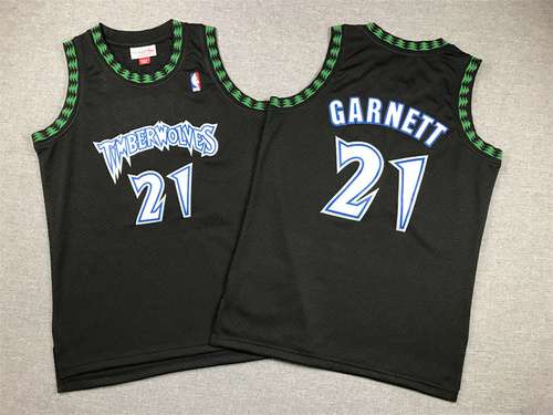 Abbigliamento per bambini Timberwolves No 21 Garnett Retro Nero