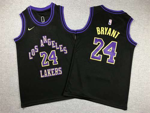 Abbigliamento per bambini 24 modelli Lakers No 24 Kobe Bryant City Edition Nero