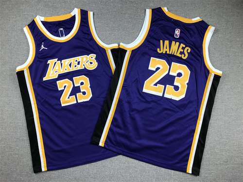 Abbigliamento per bambini Lakers No 23 James Purple Girocollo