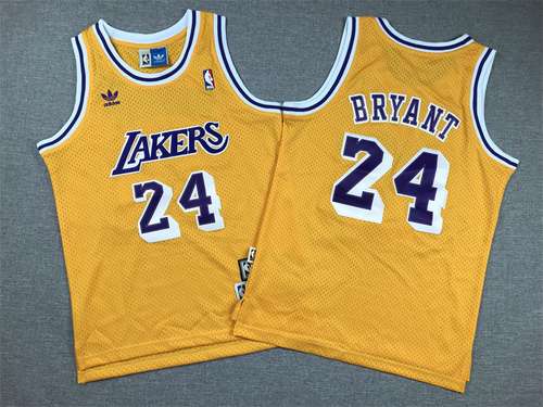 Abbigliamento per bambini Lakers No 24 Kobe Bryant Yellow Clover