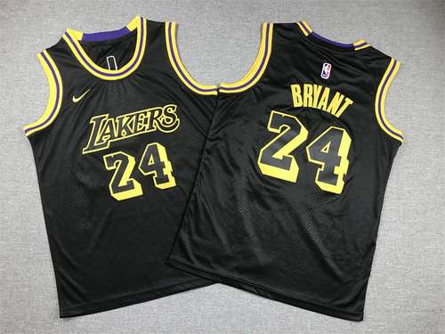 Abbigliamento per bambini Lakers No 24 Kobe Bryant City Edition Snake Print Nero