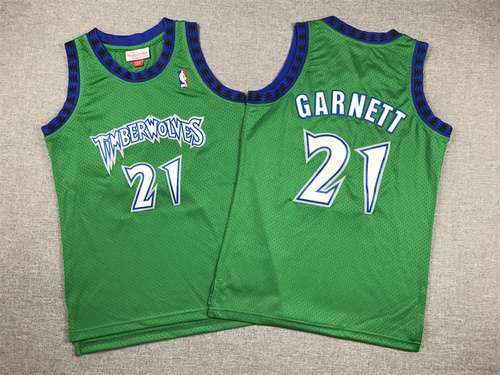 Abbigliamento per bambini Timberwolves No 21 Garnett Retro Green