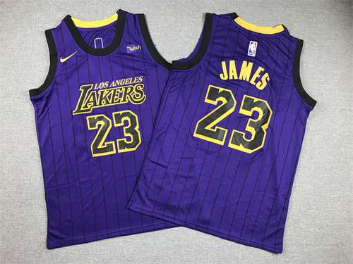 Abbigliamento per bambini Lakers No 23 James City Edition a righe viola