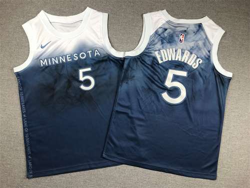 Abbigliamento per bambini 24 stili Timberwolves No 5 Anthony Edwards City Edition Gradient Blue