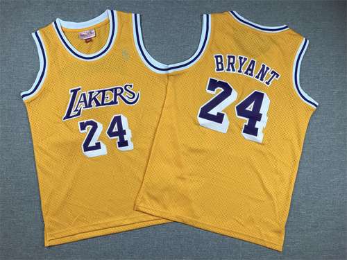 Abbigliamento per bambini Lakers No 24 Kobe Bryant Etichetta in oro giallo