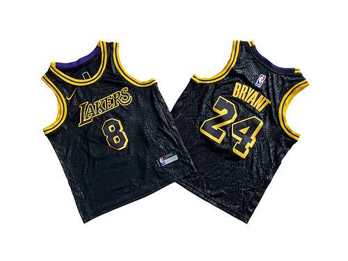 Abbigliamento per bambini Lakers No 824 Kobe Bryant City Edition Snake Print Nero