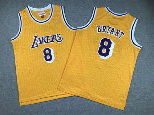 Abbigliamento per bambini Lakers No 8 Kobe Bryant Etichetta in oro giallo