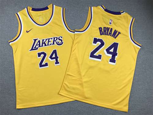 Abbigliamento per bambini Lakers No 24 Kobe Bryant Giallo Girocollo