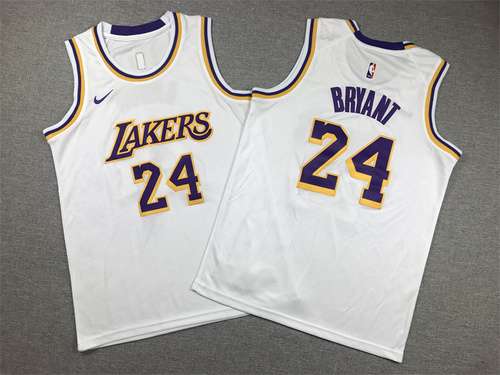 Abbigliamento per bambini Lakers No 24 Kobe Bryant Bianco Girocollo