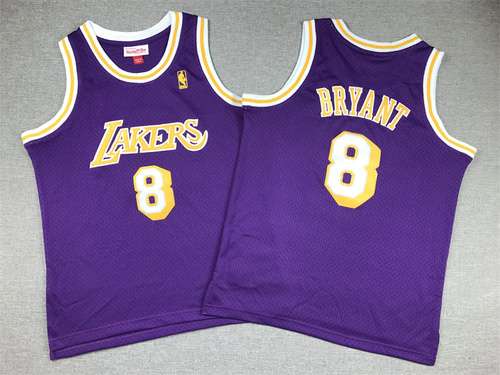 Abbigliamento per bambini Lakers No 8 Kobe Bryant Etichetta viola oro