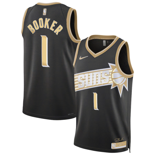 Booker n. 1 dei Suns 2024 in oro nero