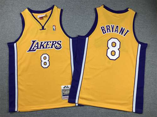 Abbigliamento per bambini Lakers No 8 Kobe Bryant collo a V giallo