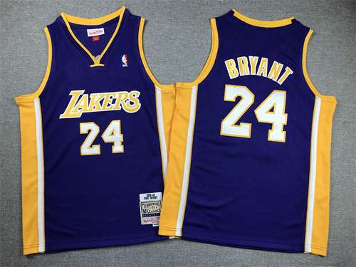 Abbigliamento per bambini Lakers No 24 Kobe Bryant Viola con scollo a V