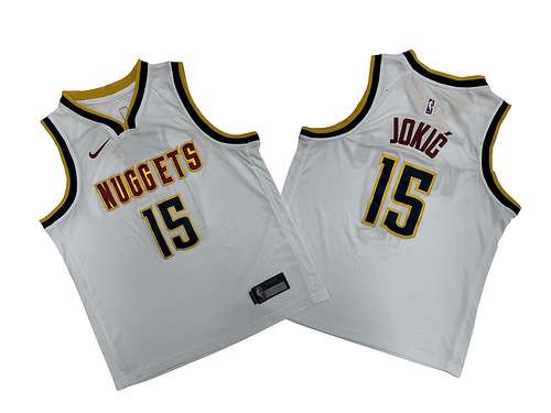 Abbigliamento per bambini Nuggets No 15 Nikola Jokic Bianco