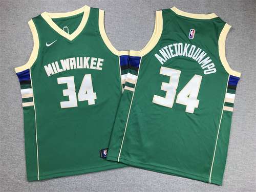 Abbigliamento per bambini Bucks No 34 Giannis Antetokounmpo Verde