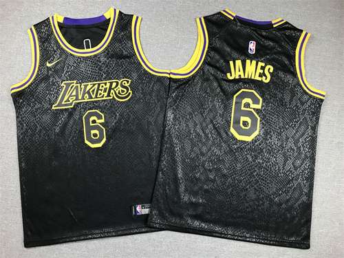 Abbigliamento per bambini Lakers No 6 James City Edition Snake Print Nero