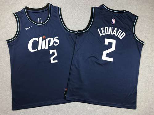 Abbigliamento per bambini 24 stili Clippers No 2 Kawhi Leonard City Edition Blu scuro