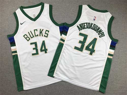 Abbigliamento per bambini Bucks No 34 Giannis Antetokounmpo Bianco