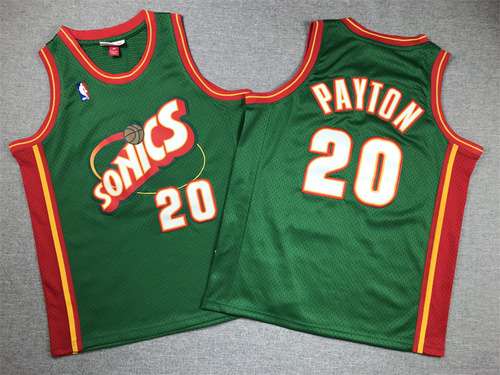 Abbigliamento per bambini SuperSonics No 20 Gary Payton Retro Etichetta Verde