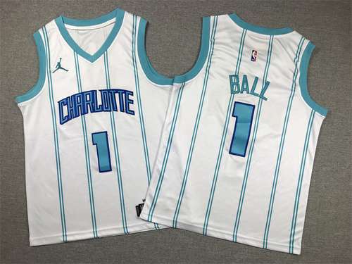 Abbigliamento per bambini Hornets No 1 LaMelo Ball Bianco