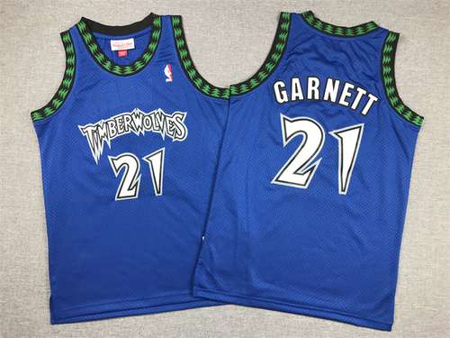 Abbigliamento per bambini Timberwolves No 21 Garnett Retro Blue