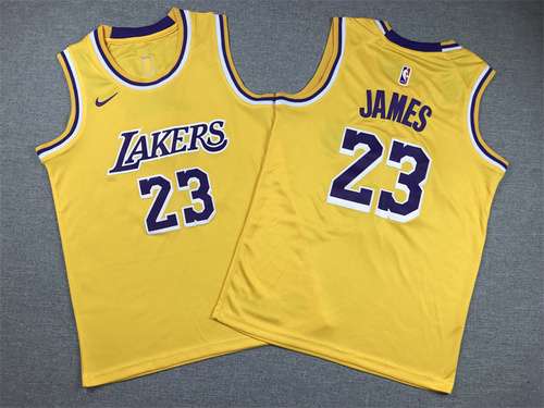 Abbigliamento per bambini Lakers No 23 LeBron James Girocollo giallo