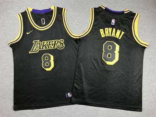 Abbigliamento per bambini Lakers No 8 Kobe Bryant City Edition Snake Print Nero