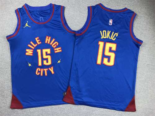 Abbigliamento per bambini 23 Stili Nuggets No 15 Nikola Jokic Annuncio Edizione Blu