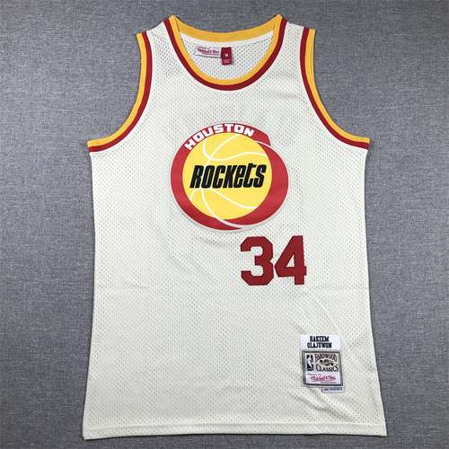 Rockets n. 34 Olajuwon bianco crema