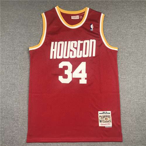 Rockets No 34 Olajuwon retrò rosso