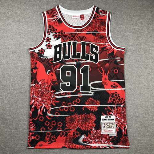 Stagione 23 Anno del coniglio Edizione commemorativa Bulls No 91 Rodman Red