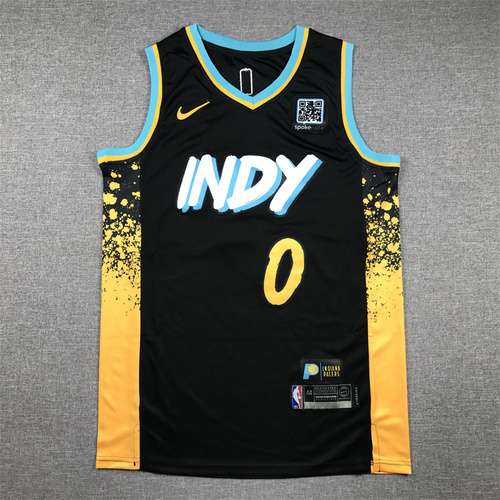 24 nuova stagione Pacers No 0 Terese Haliburton City Edition Black