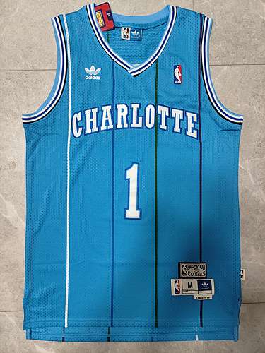 Hornets No 1 Muggsy Bogues Vintage Shamrock Blu