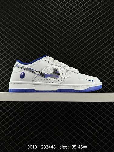 24 Nk SB Dunk Low BAPE gancio bianco cobranded e piccolo gancio blu Anniversary sneakers casual bass