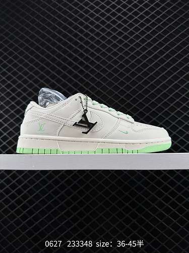 24 Nk SB Dunk Low LV doppio gancio cobranded verde fluorescente Anniversary sneakers casual lowcut p