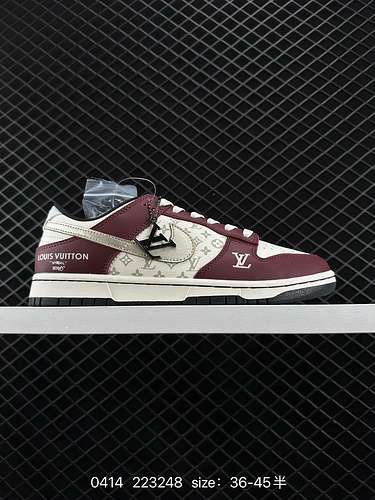 24 Nk SB Dunk Low LV gancio in argento bordeaux cobranded Anniversary sneakers casual basse personal