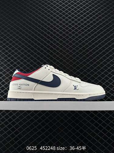 24 Nike LV x Nike Dunk Low Beige Blu Rosso Questo modello sostiene la rottura delle tradizionali res