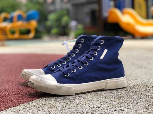 Scarpe di tela Paris alte blu navy BalenciagaScarpe di tela alte per il tempo libero e sportive con 