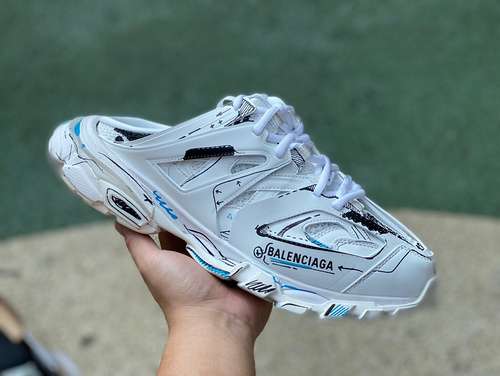 Balenciaga mezze pantofole bianche graffiti Balenciaga Triple S tessuto logo ricamo sandali moda sti