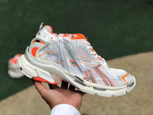 Scarpe da corsa Balenciaga Bianco Arancione Sneakers Balenciaga Runner Fashion LaceUp Bianco Arancio